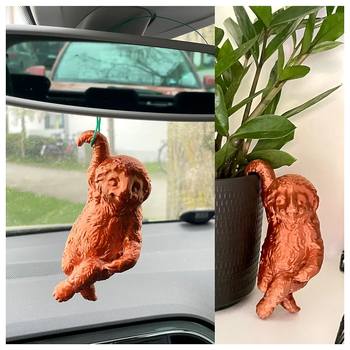 Cute Sloth Hanging Mirror Planter Decorative Plant Holder Hanging Ornament Indoor Pot Accessories