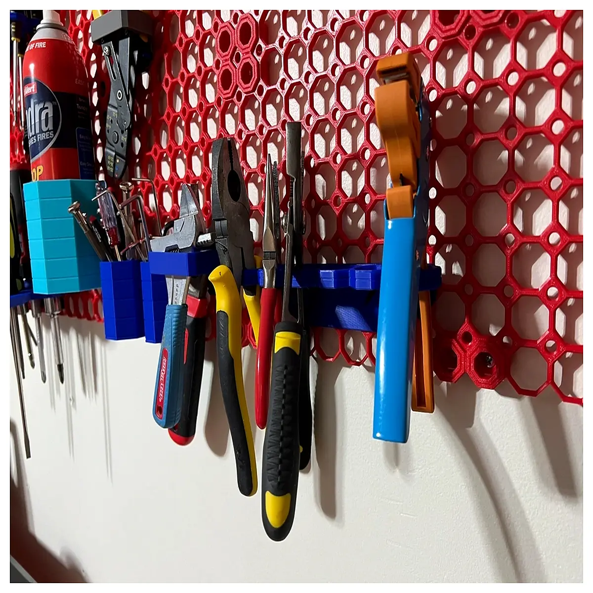 multi tool organizer wall mount cable stripper rack duty storage for electrician tools