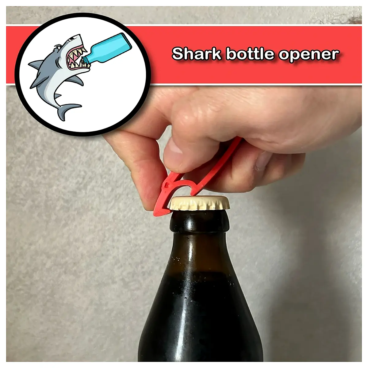 shark bottle opener tool with teeth grip