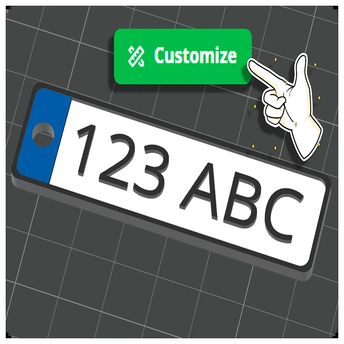 OpenSCAD License Plate Keychain Design Tool Create Custom Keychains DIY Keychain Accessories Car Decoration