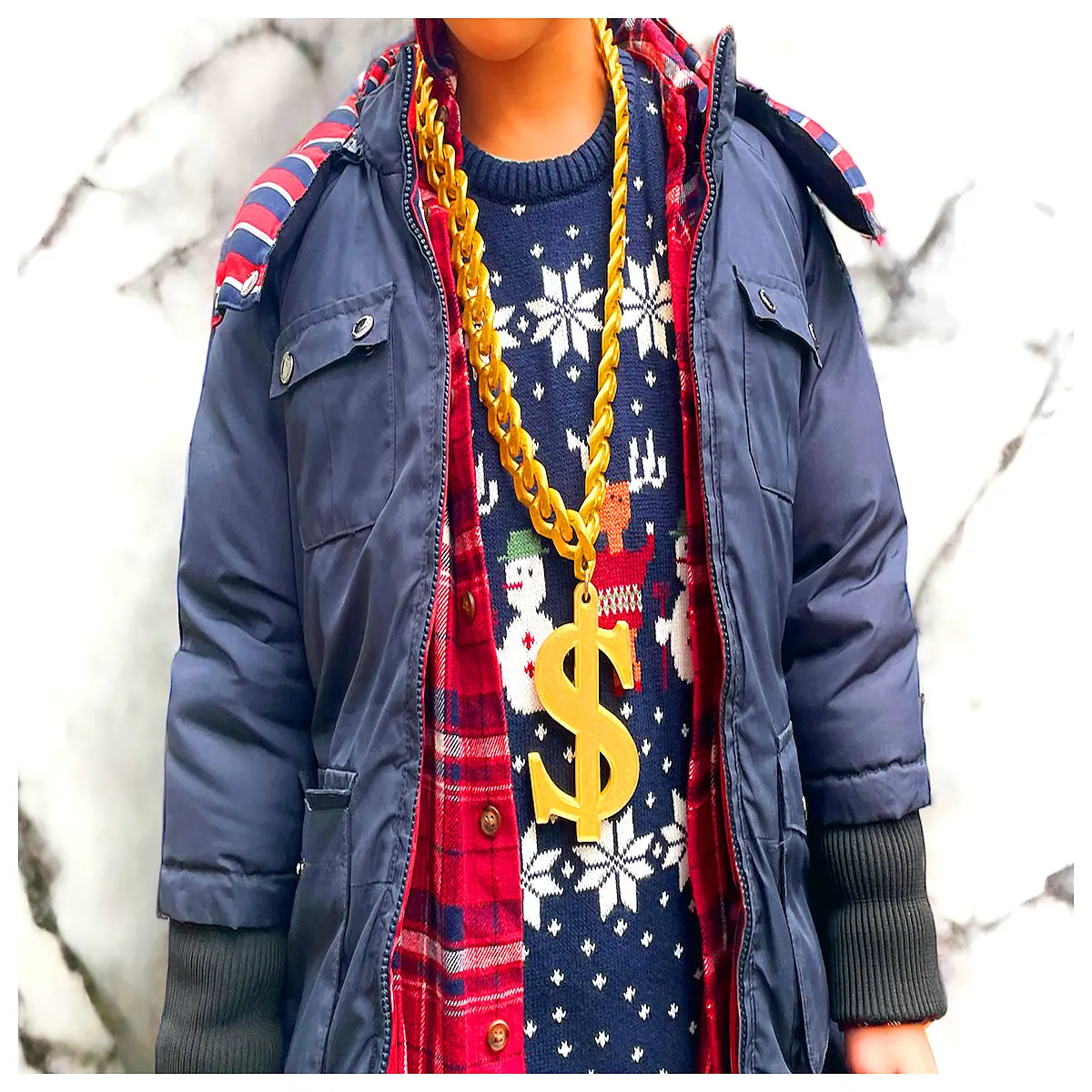Gold Dollar Chain Necklace Black Gang Style Jewelry Hip Hop Chain Dollar Pendant Streetwear Accessory