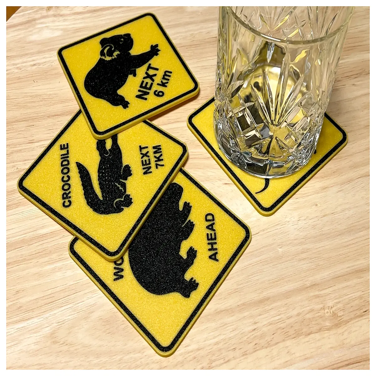 cute koala road sign coaster phone holder for desk organizer