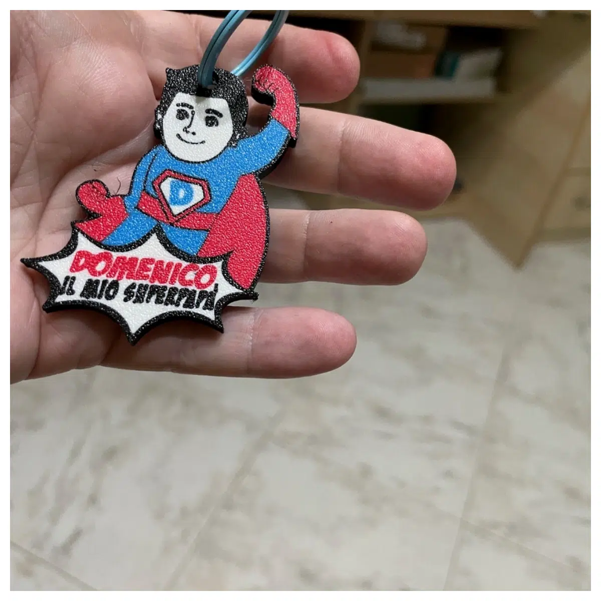 Super Dad Keychain Fun Cartoon Design Kids Gift Keyring Accessory Baby Essentials Cute Little Gift