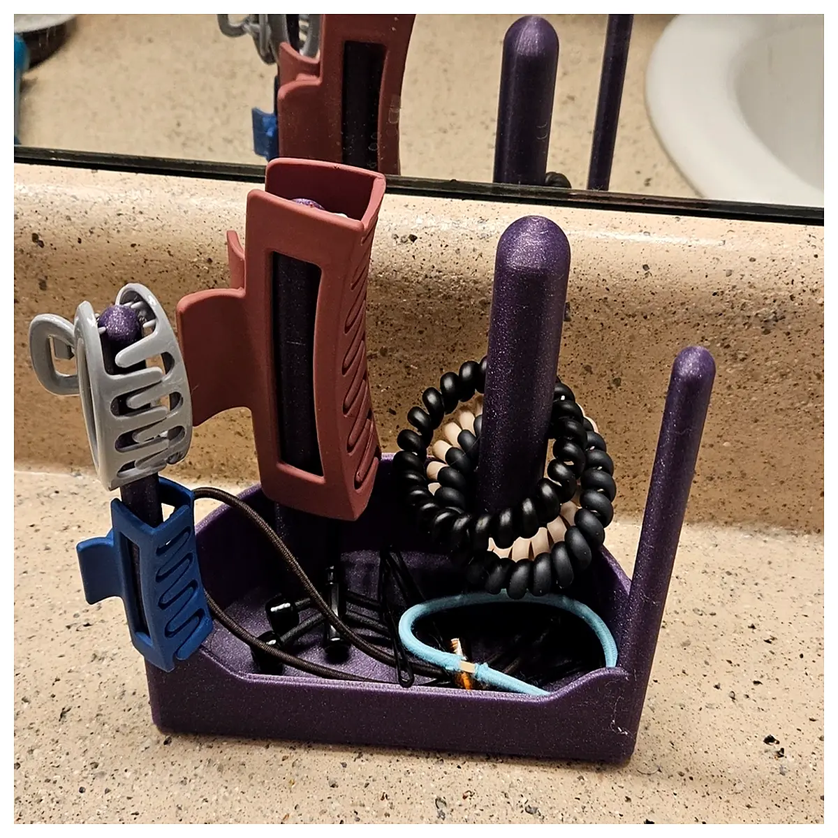 hair accessories holder organizer desk storage for clips elastics bands half round container