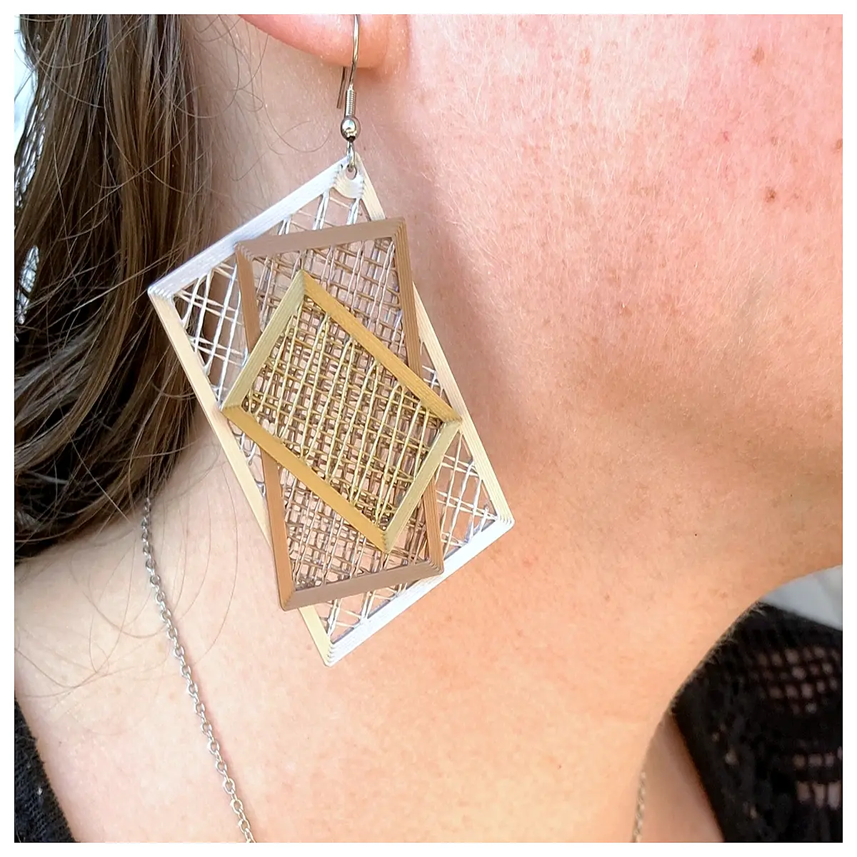 Filled Stacked Geometric Earrings Women s Fashion Earring Stacked Geometric Shapes Design Trendy Earrings Geometric Studs Drop Earrings