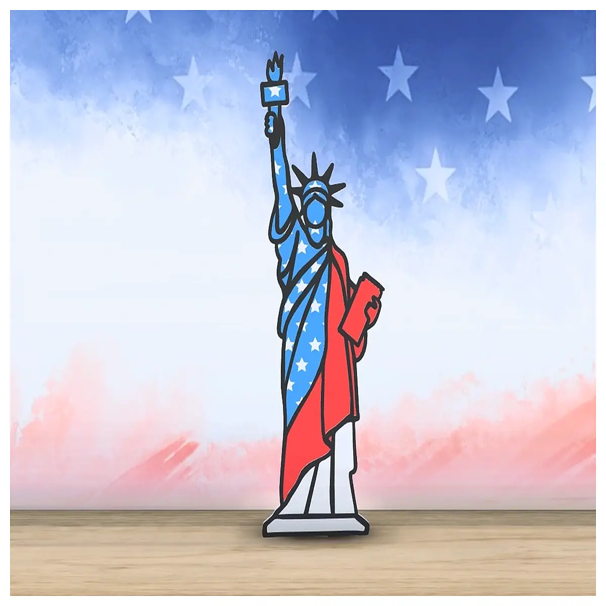 usa flag liberty statue layered patriotic wall art canvas print independence day decor