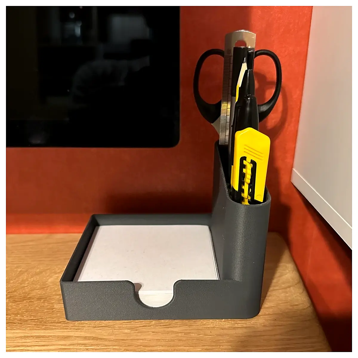 Desktop Organizer Pen Holder with Sticky Note Stand Desk Storage Office Supplies Holder Multi Function Organizer