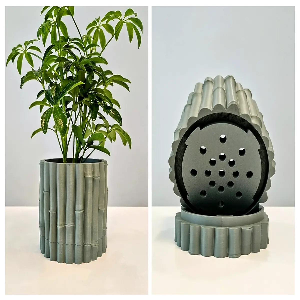 Flower Pot with Hidden Drainage Tray Leakproof Control Plant Care Home Decor