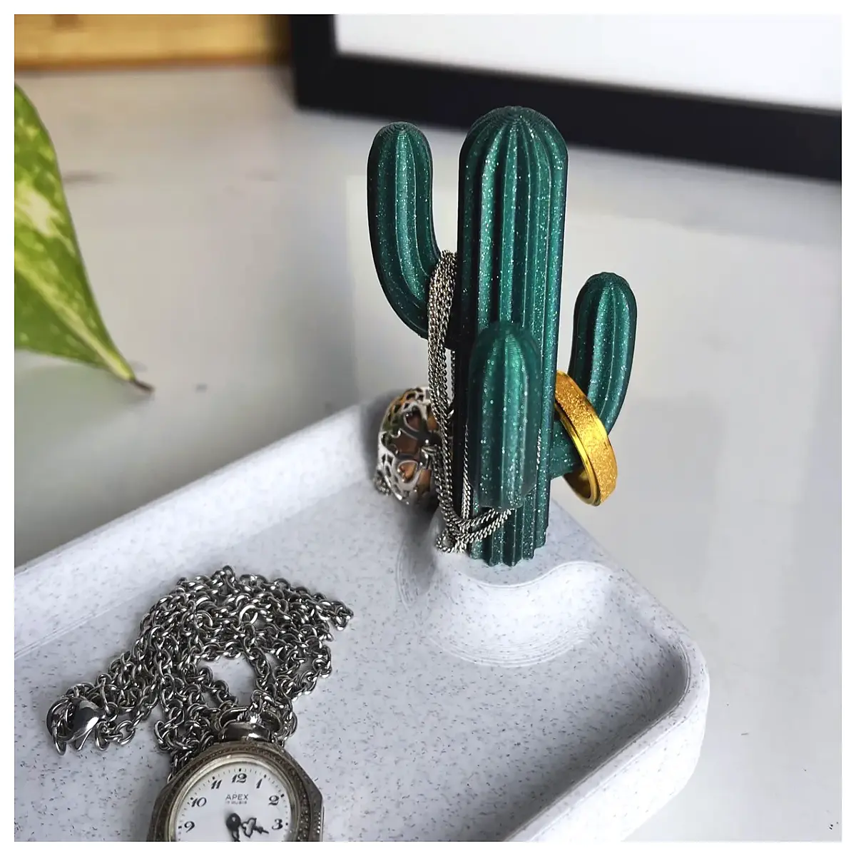 Cactus Jewelry Box Organizer Desktop Storage Jewelry Holder Multi Compartment Organizer Decorative Storage Box