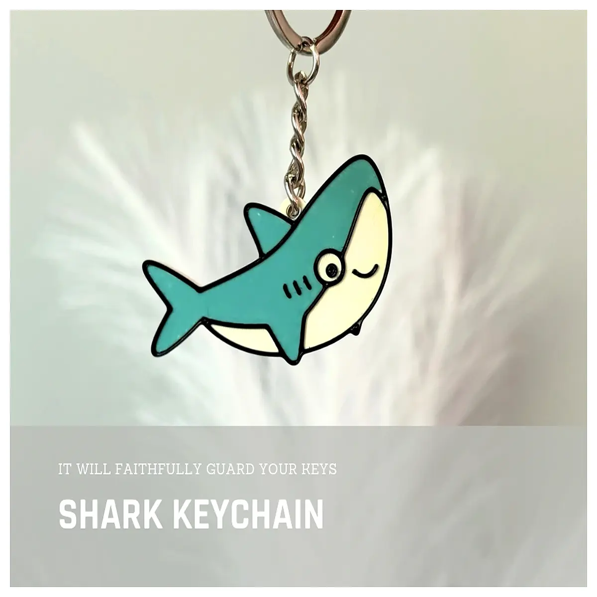 Happy Shark Keychain Fun Shark Design Creative Gift Shark Theme Accessories Shark Memorial Keychain Keyring Charm