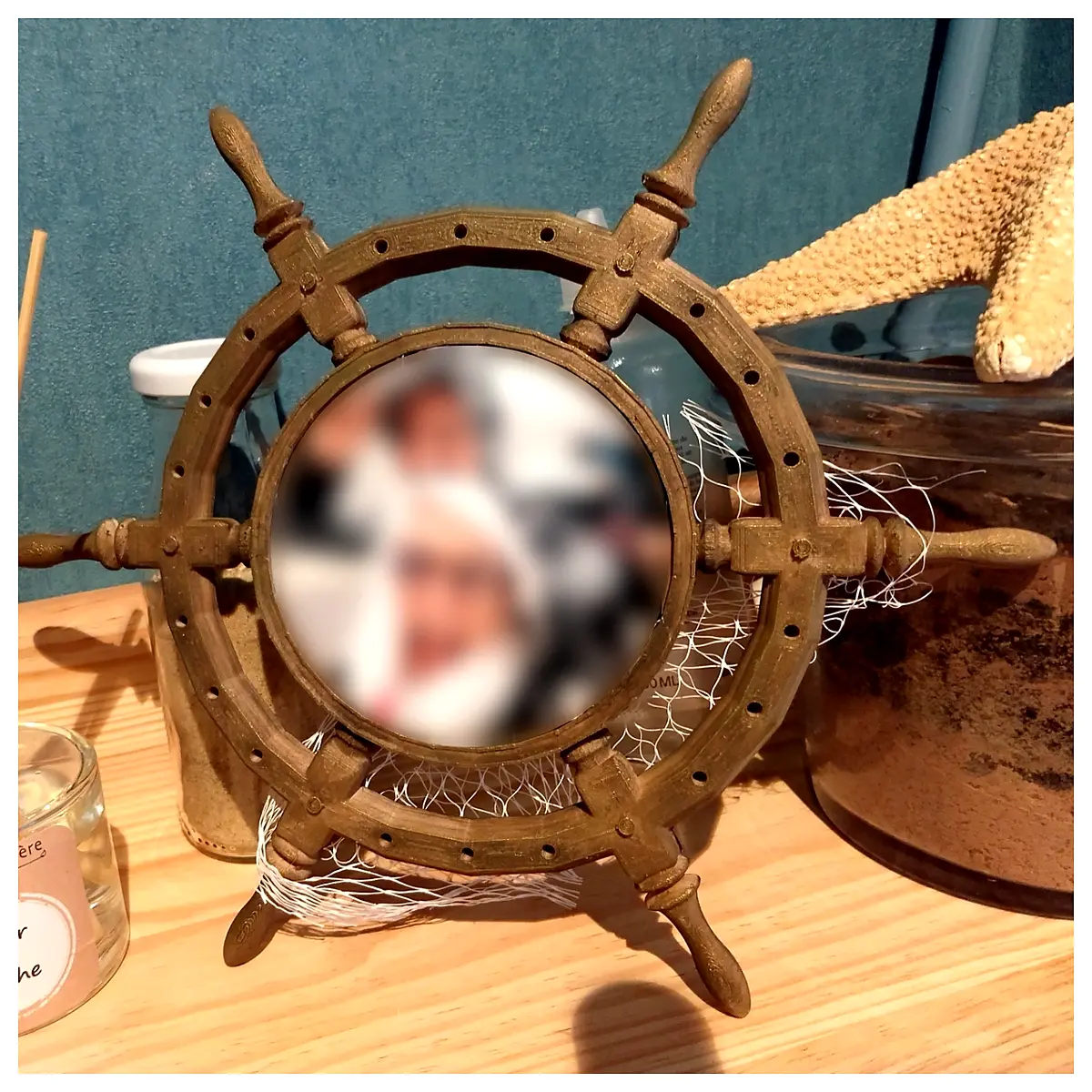 nautical steering wheel photo frame wall decor captain ship helm picture holder vintage maritime home decoration gift