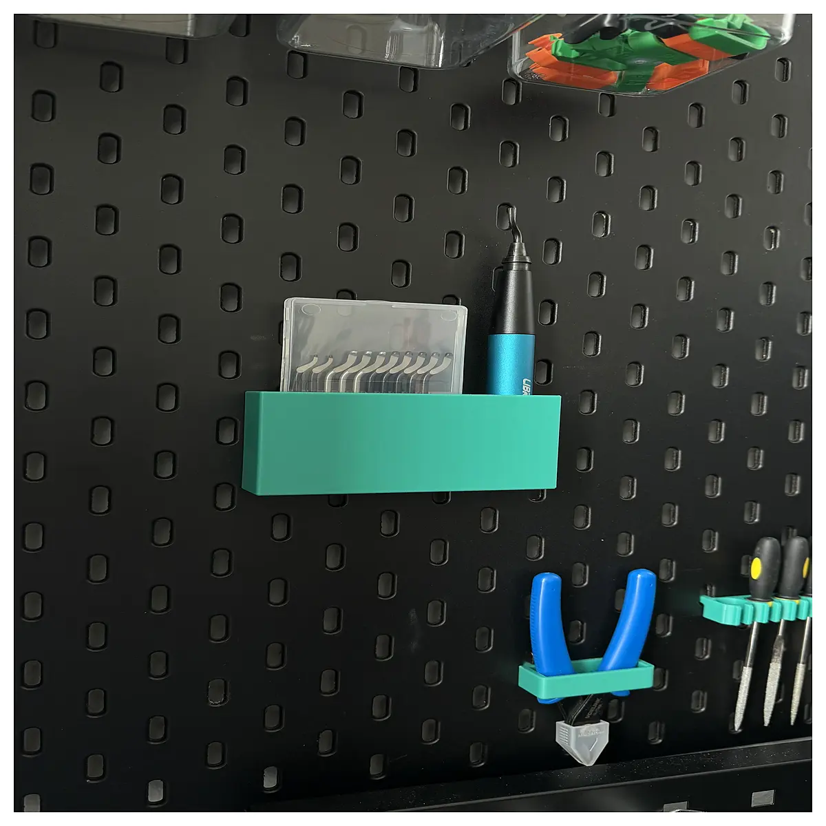 skadis pegboard deburring tool holder organizer wall mounted workshop storage for burr remover file