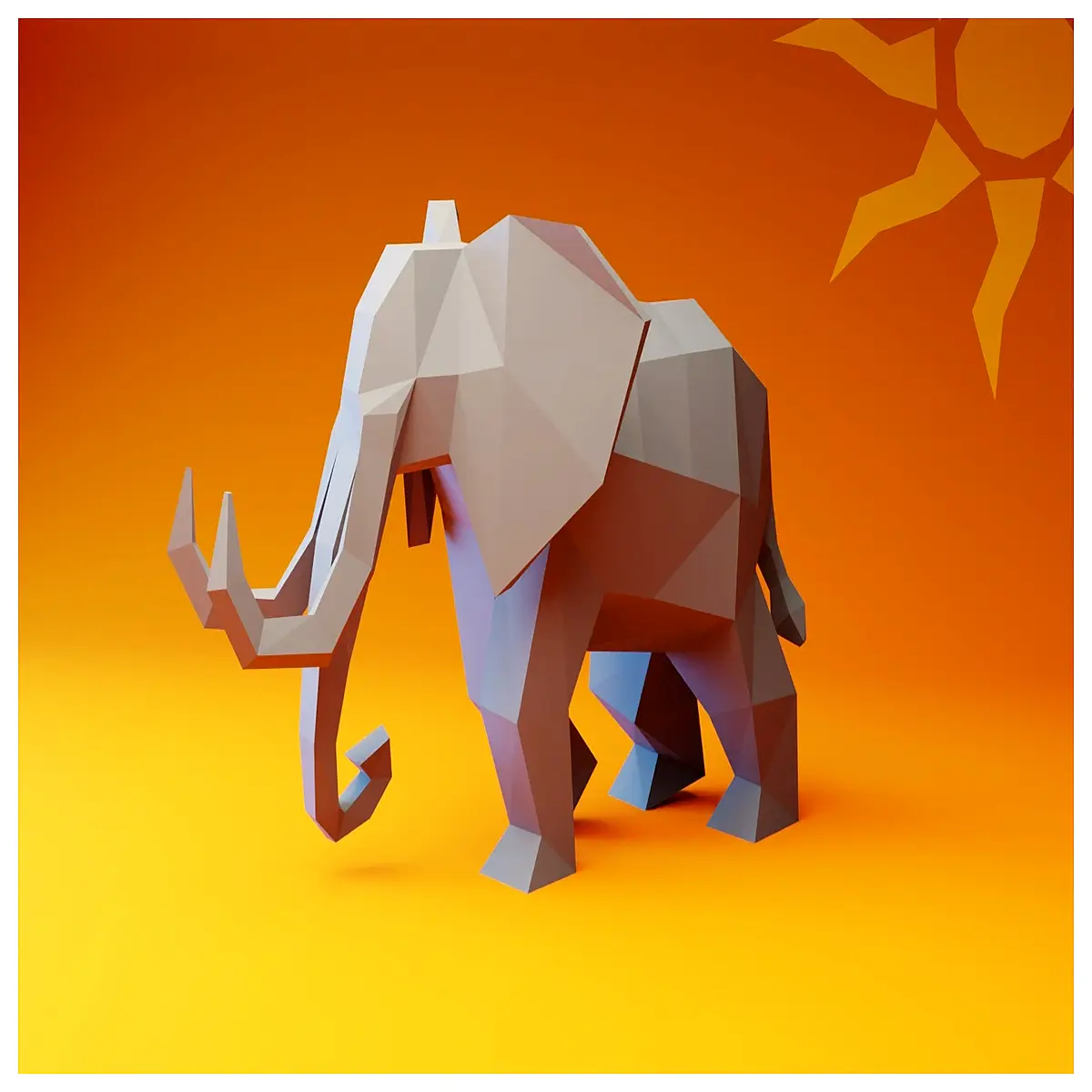 Low Poly Elephant Model Toy 3D Printed Decoration Kids Birthday Gift Creative Fun Plaything