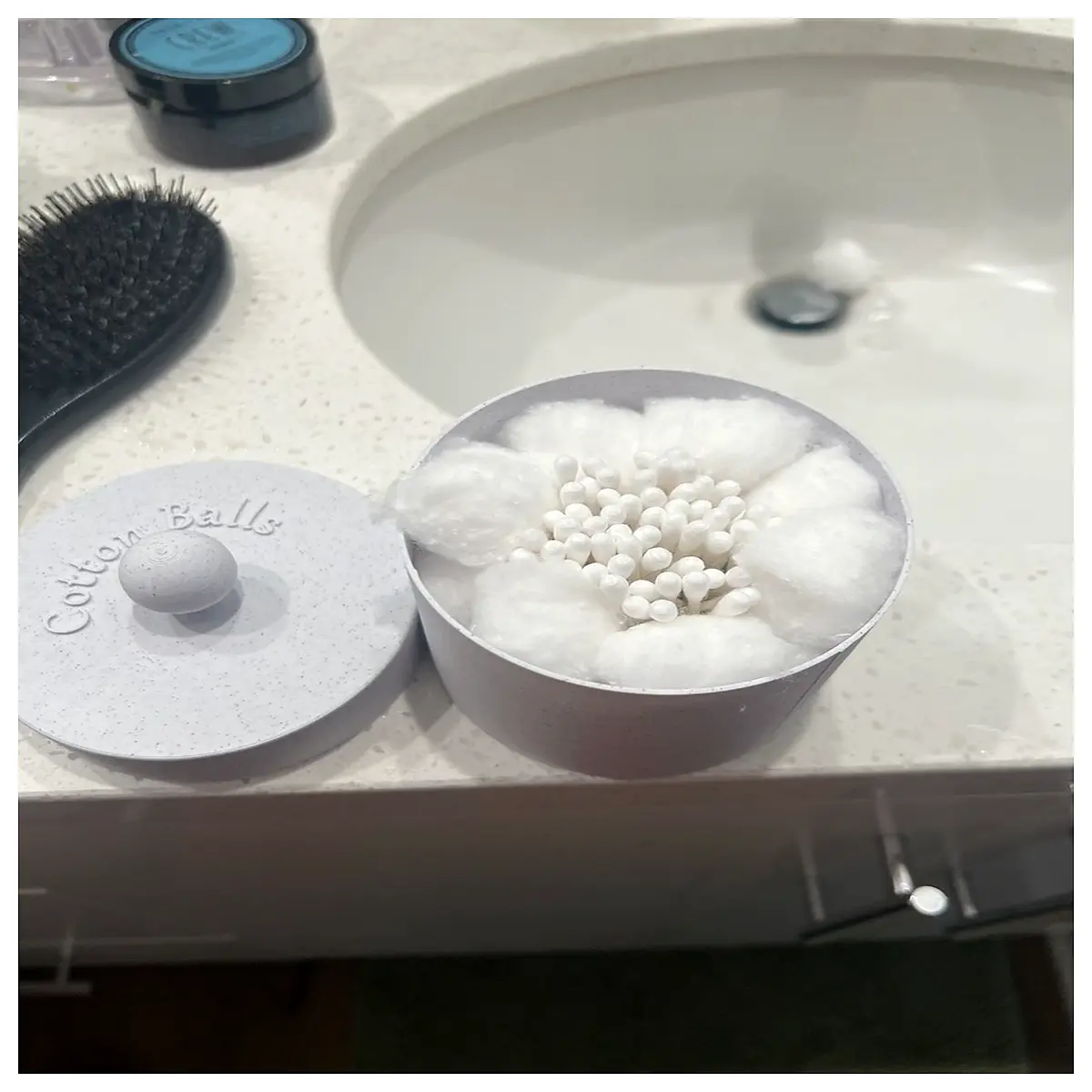 cotton swab holder box with lid hygienic storage for cotton balls q tips organizer bathroom countertop