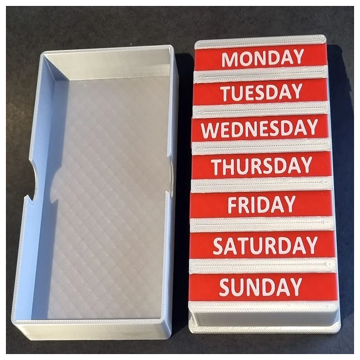 portable pill organizer weekly monthly compartmentalized travel medicine case with days of week labels for seniors and daily health management