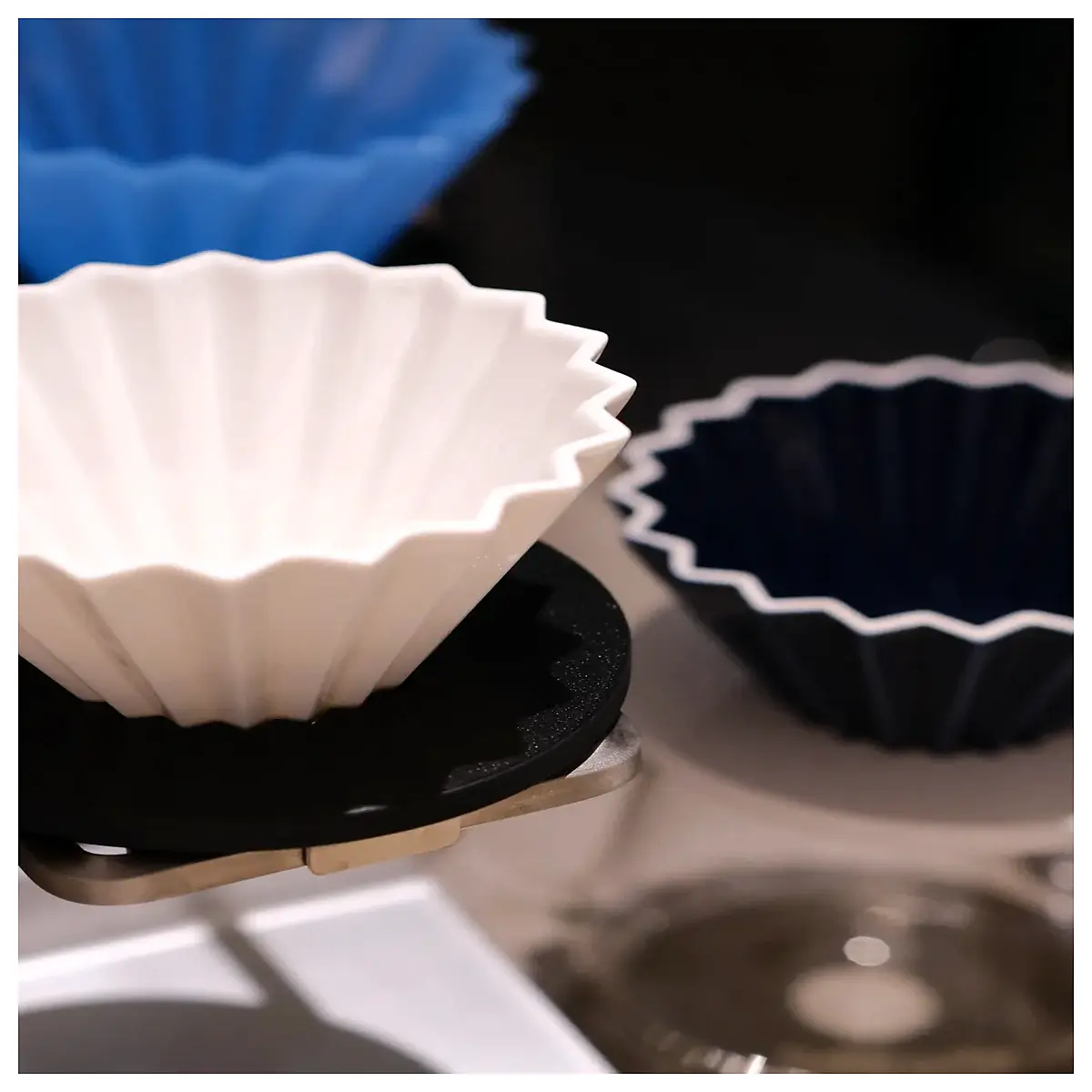 ORIGAMI Coffee Filter Tray Holder Foldable Cup Stand Coffee Filter Organizer Desktop Storage Space Saver