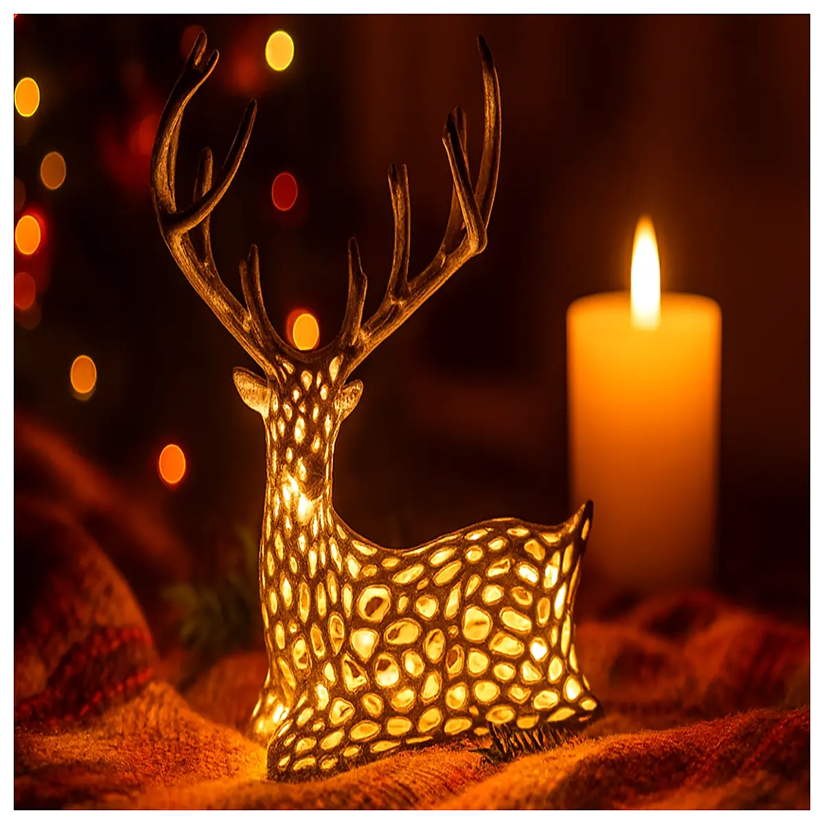 Christmas Deer Voronoi Pattern Wallpaper Wallcovering Festive Decor Home Decor Christmas Gift Wall Decoration Geometric Design