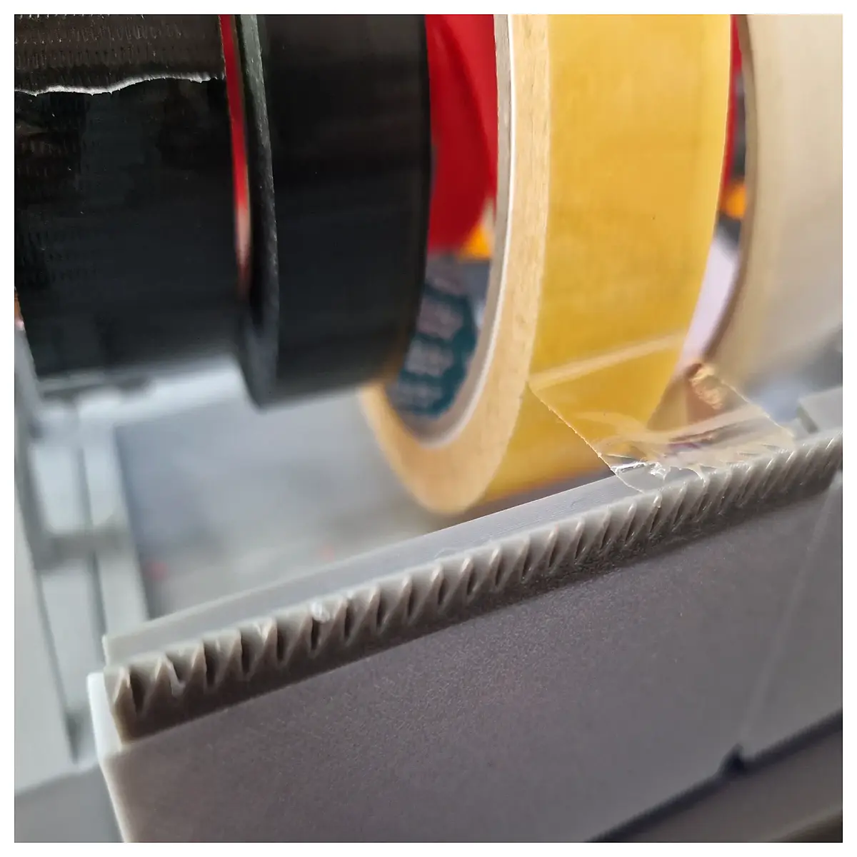 gridfinity tape dispenser holder spiky gear mount print filament organizer bin accessory
