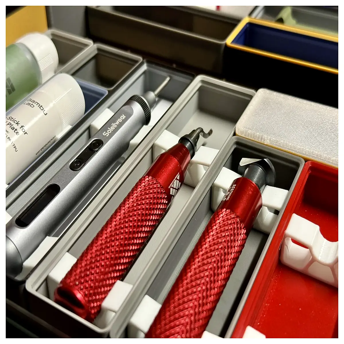 gridfinity round hole inserts for tool organization modular storage bins compatible with gridfinity system