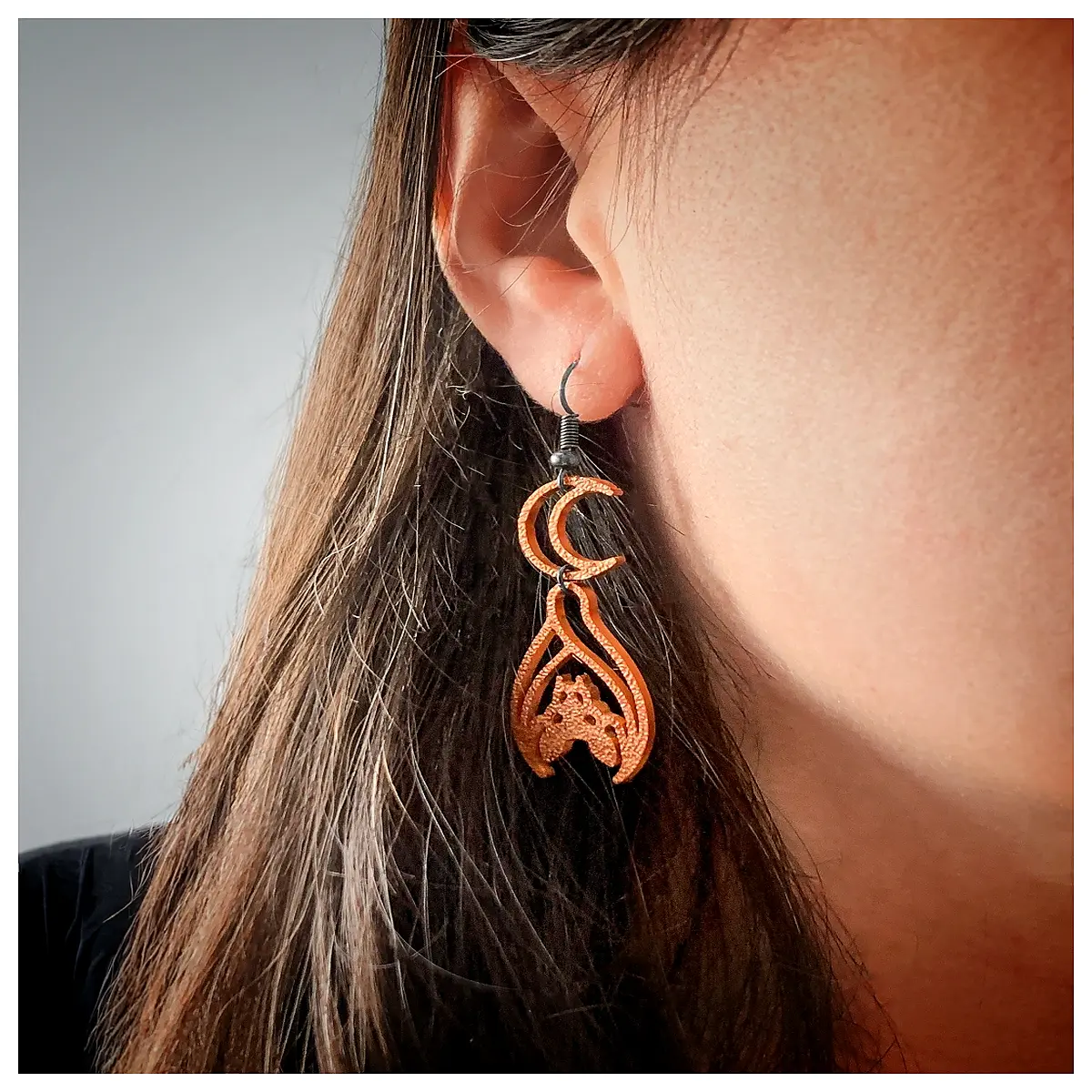 Moon Bat Earrings Bat Jewelry Night Sky Decor Mythical Earring Personality Flying Design