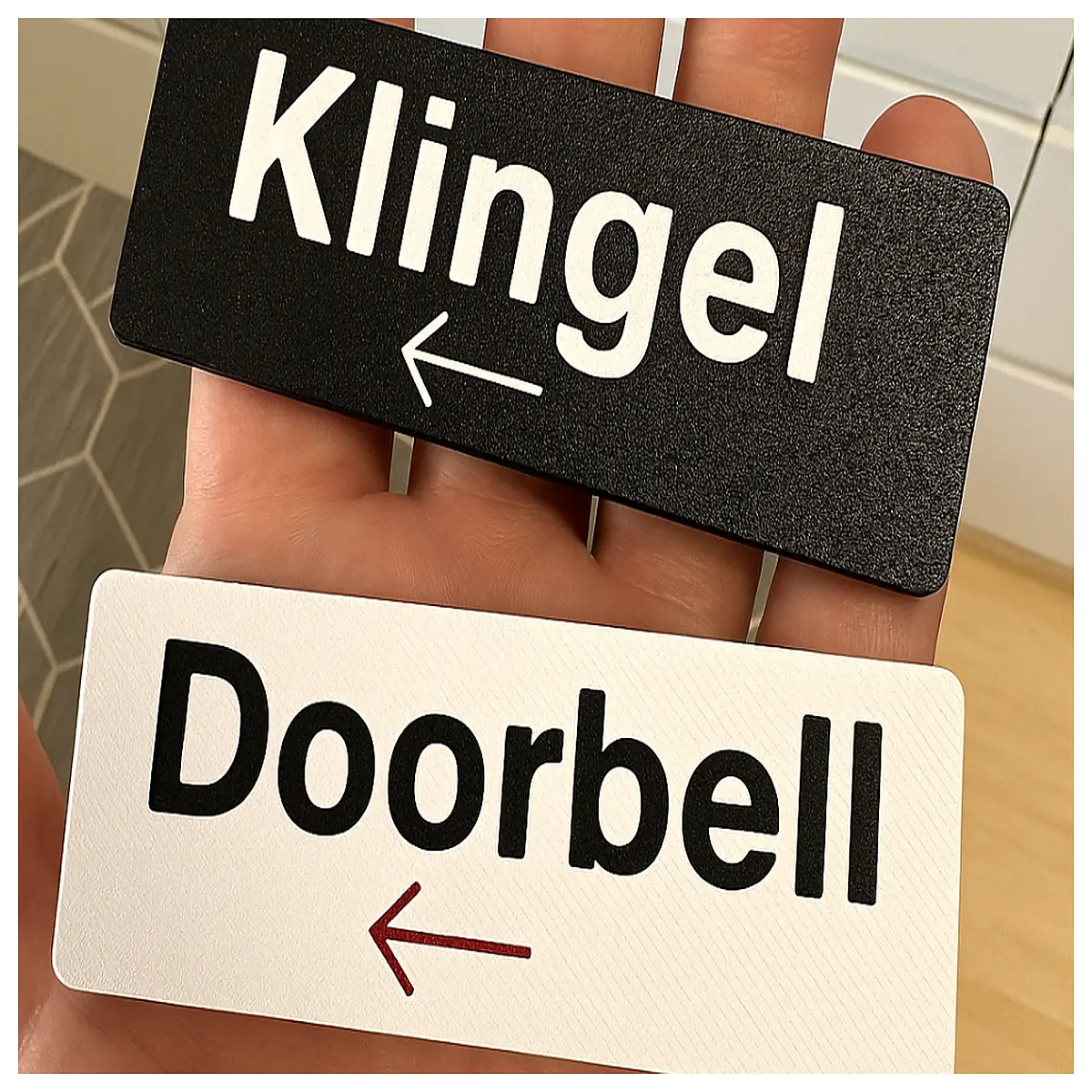 custom name doorbell plate english german bilingual house number sign metal wall plaque for front door apartment