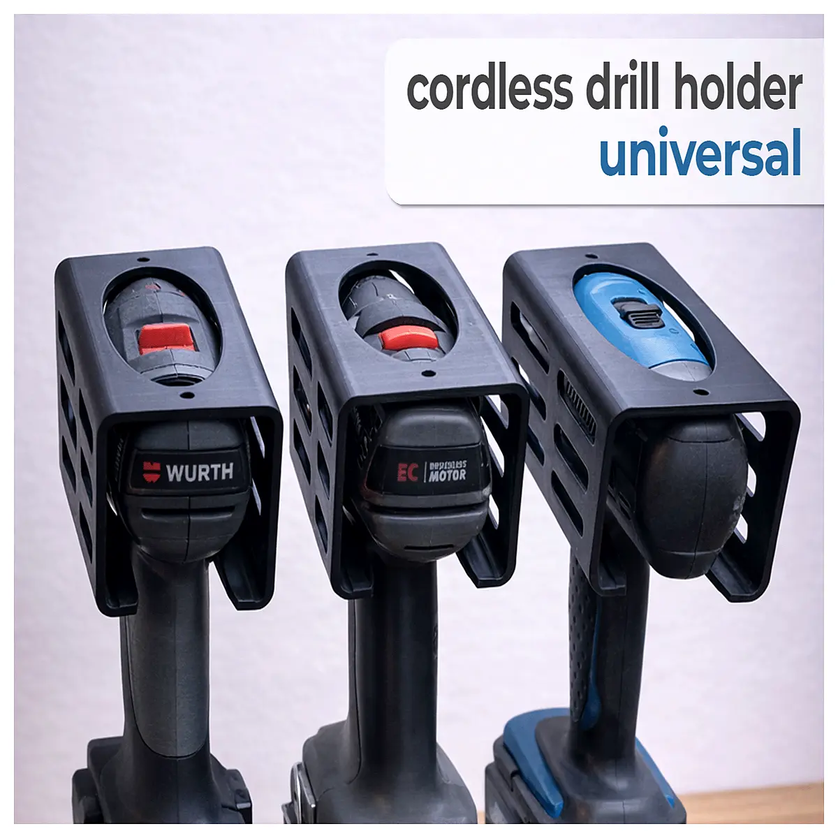 universal cordless drill holder wall mount organizer rack for garage workshop storage tool hanger