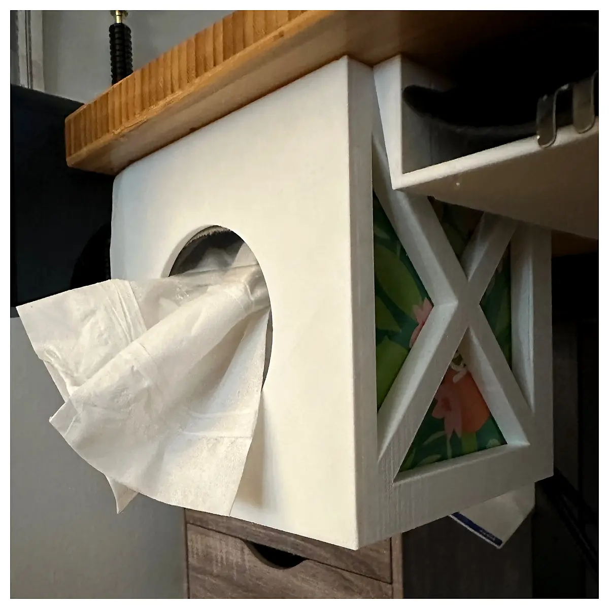 under desk tissue holder clip mount for office chair portable toilet paper dispenser organizer desktop storage accessory