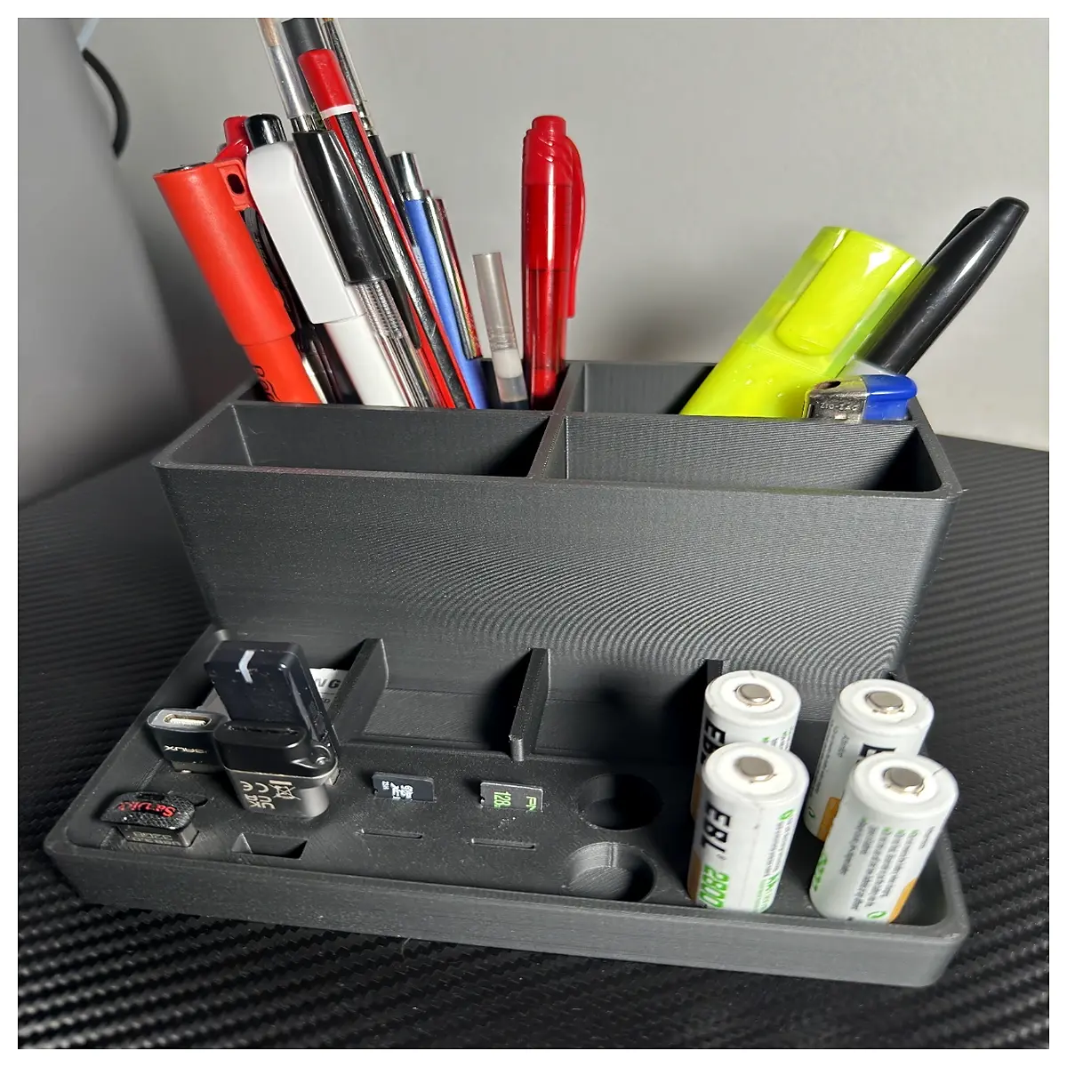desk organizer with compartments for office supplies pen holder paper tray desktop storage box cable management system minimalist desk accessories