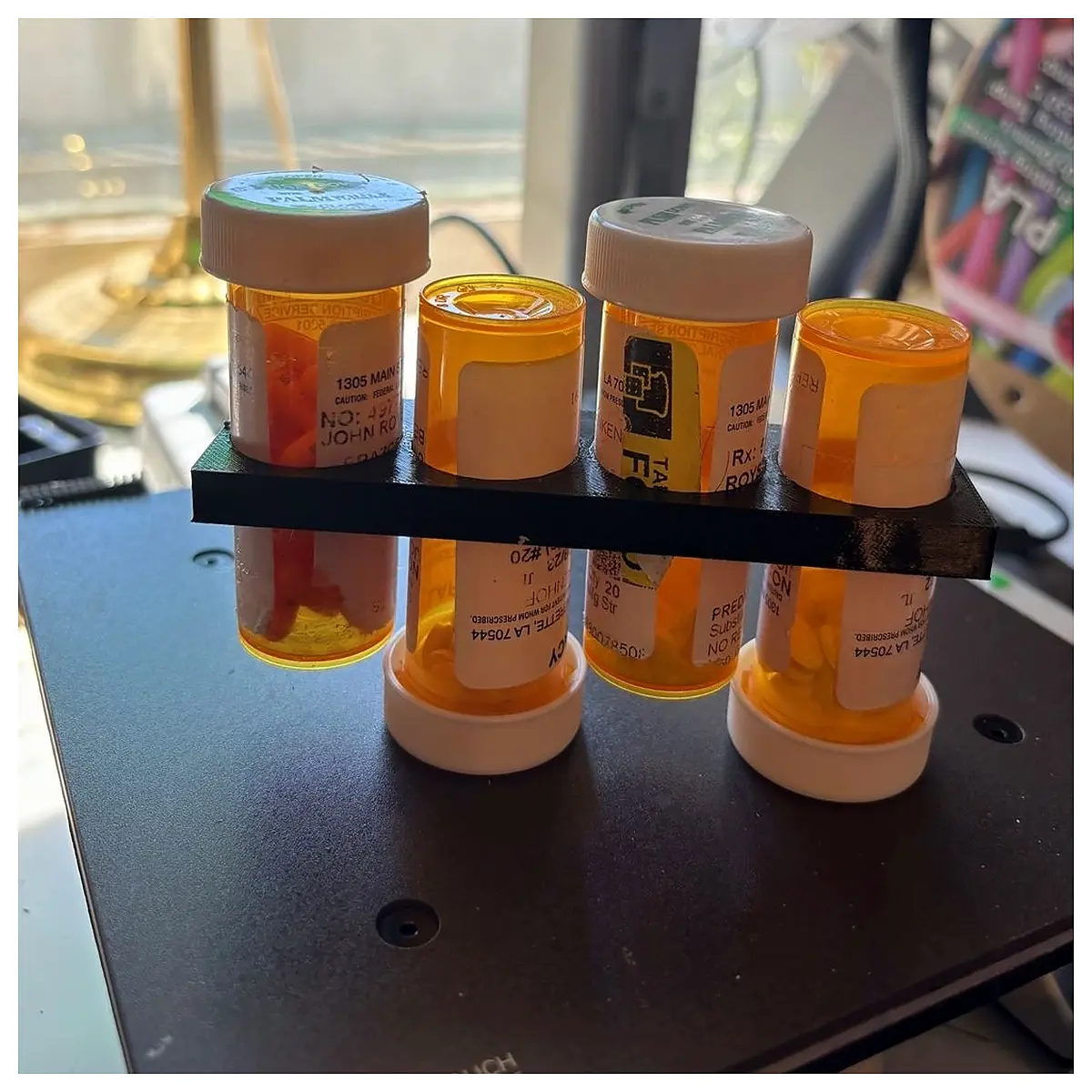 medicine bottle holder organizer desktop pill box for vitamins supplements storage rack