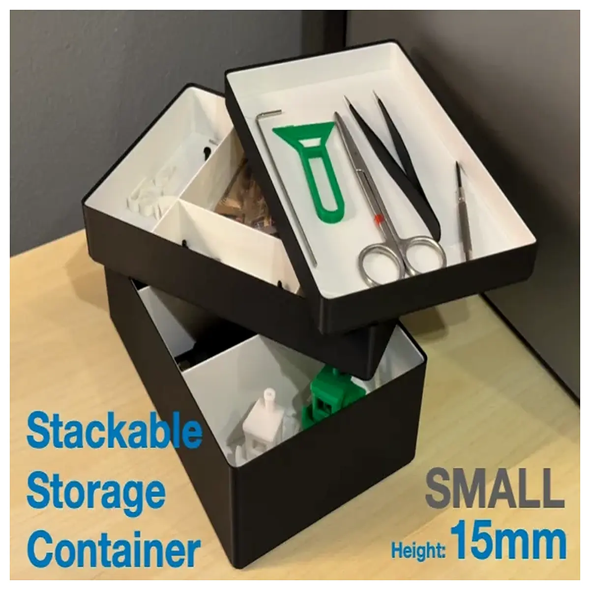 Stackable Storage Boxes 15mm Organizer Boxes Storage Containers Desk Storage Bins Multi Compartment Organizer