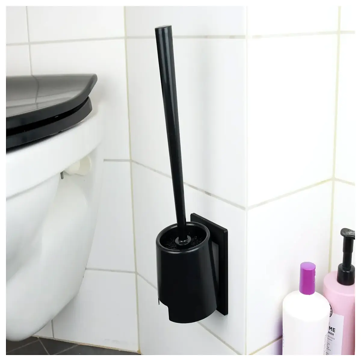 Toilet Brush Wall Mount Holder No Support Easy Bathroom Brush Holder Simple Installation No Stand Required