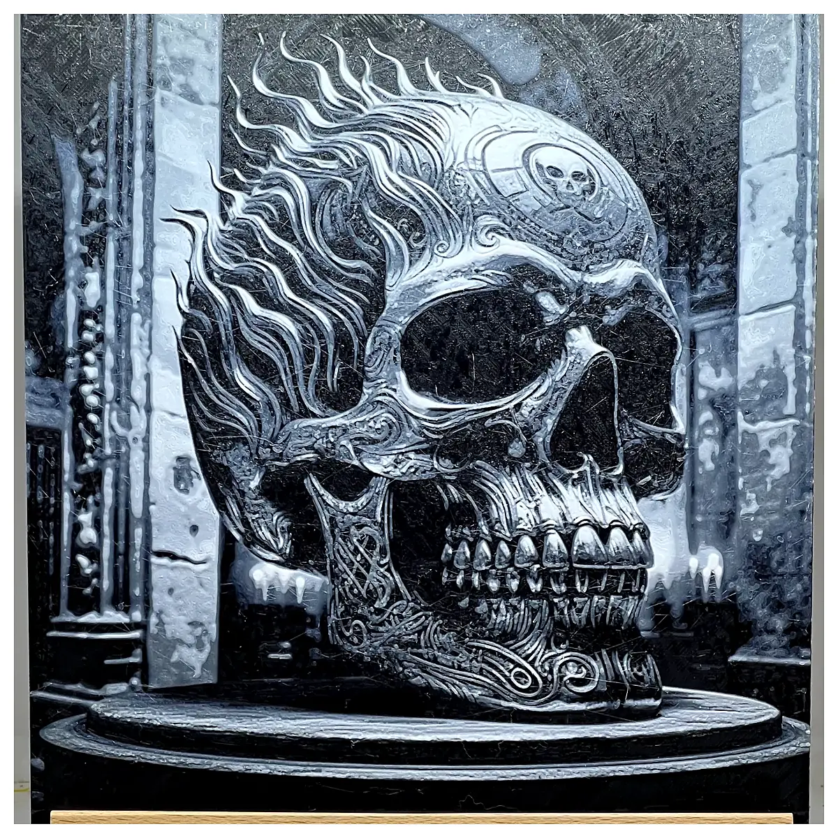 Runestone Skull 11 Ancient Rune Decoration Hanging Ornament Wall Art Mysterious Symbol Cultural Collectible