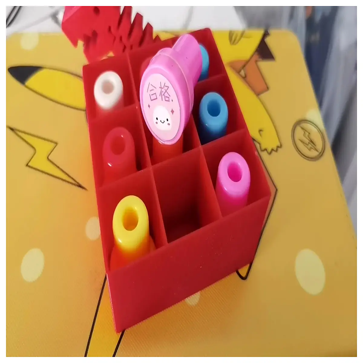 kids round stamp storage box organizer with lid for school supplies stationery