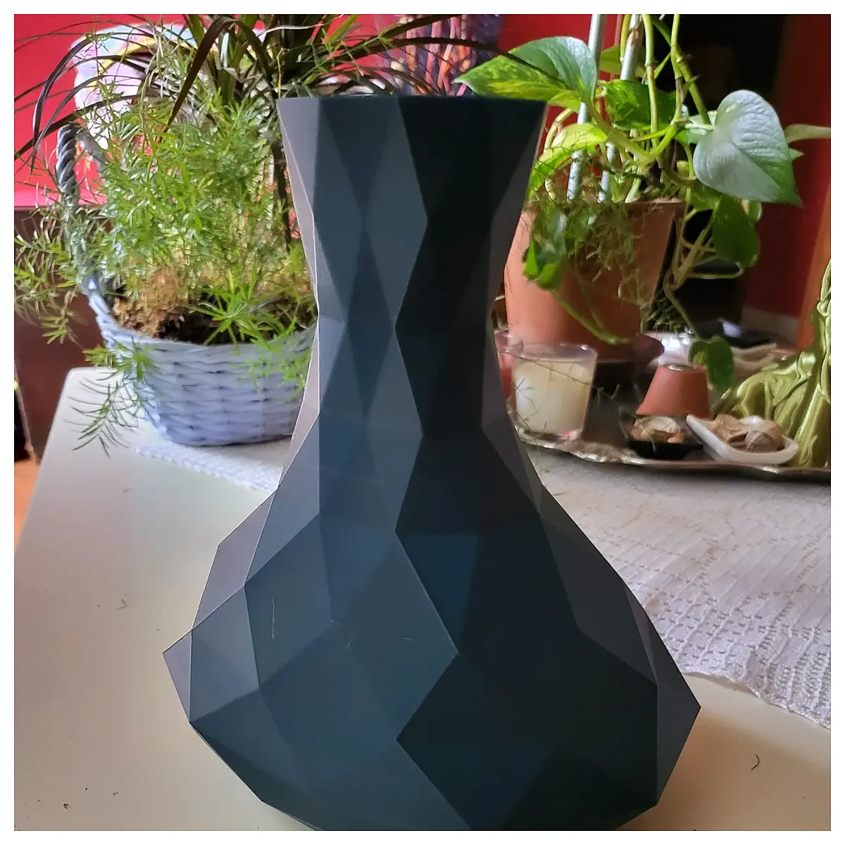 low poly geometric vase modern minimalist home decor abstract ceramic planter for living room shelf office desk accent