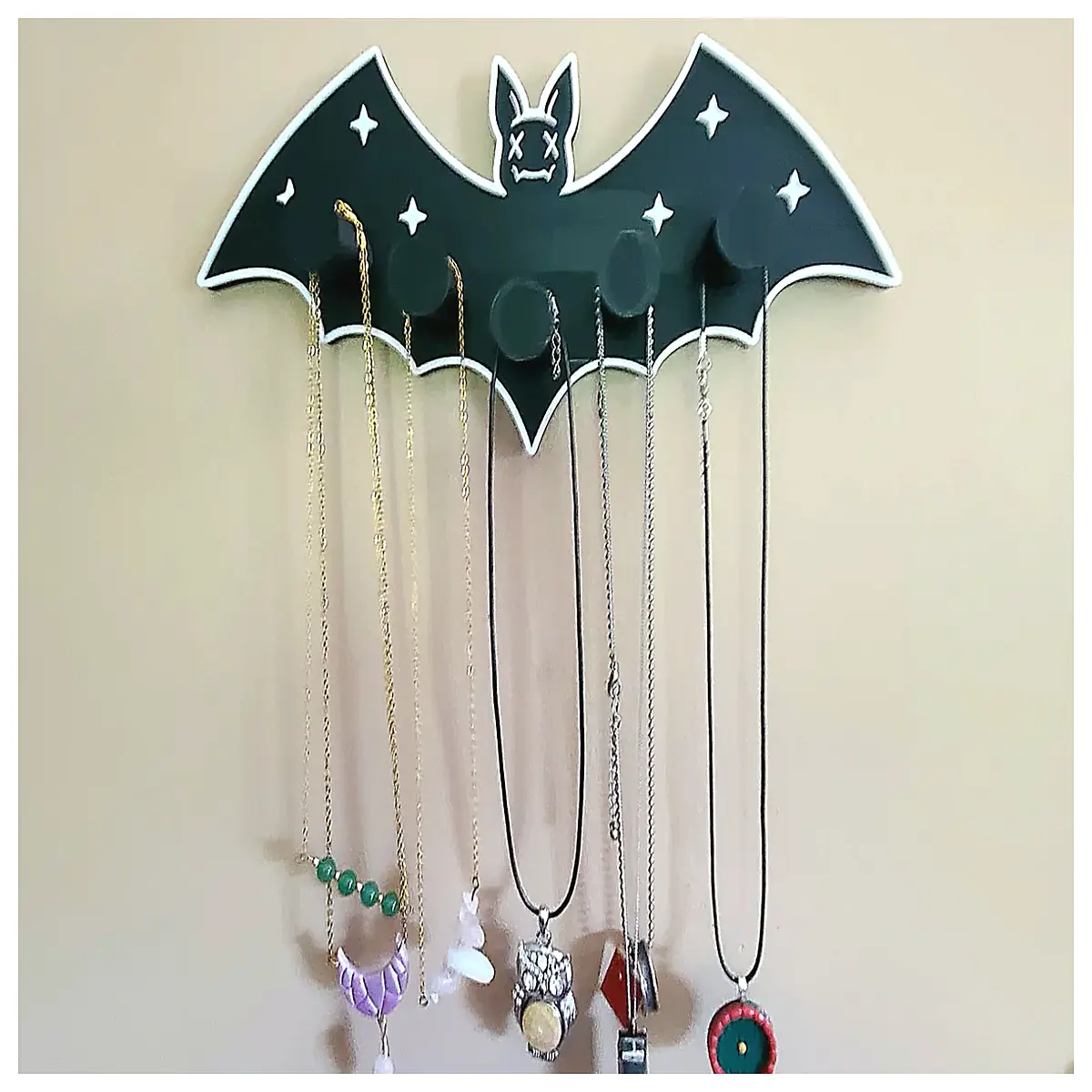 Bat Necklace Display Hook Wall Hanger Bat Pendant Display Stand Jewelry Holder Hanging Accessory Hook Wall Mounted Bat Shelf