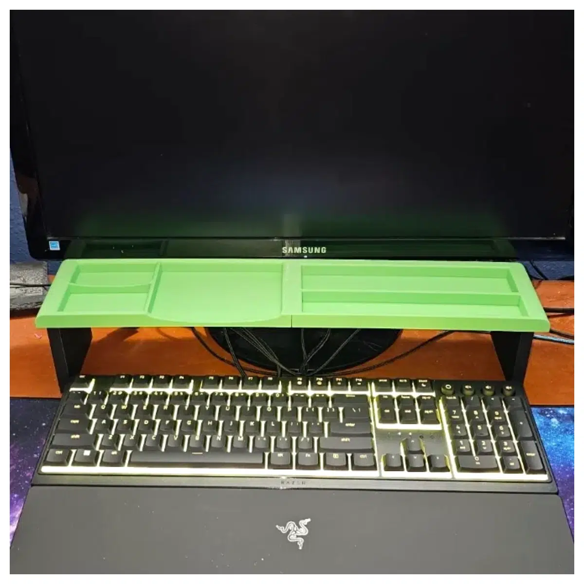ergonomic monitor arm riser for dual screens desk organizer cable management