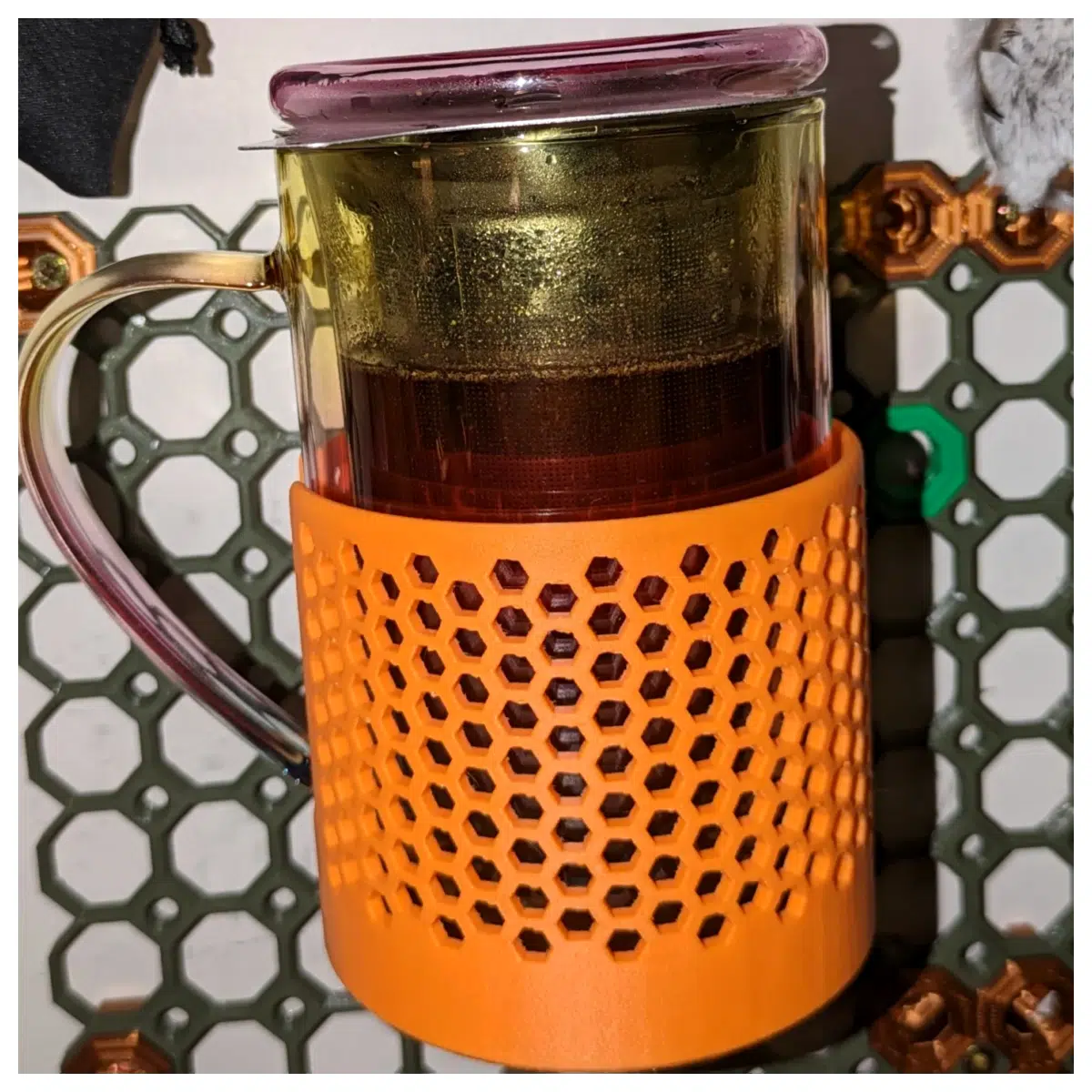 perforated mesh cup holder adhesive wall mounted tea mug organizer sticky hook no drill kitchen bathroom storage rack