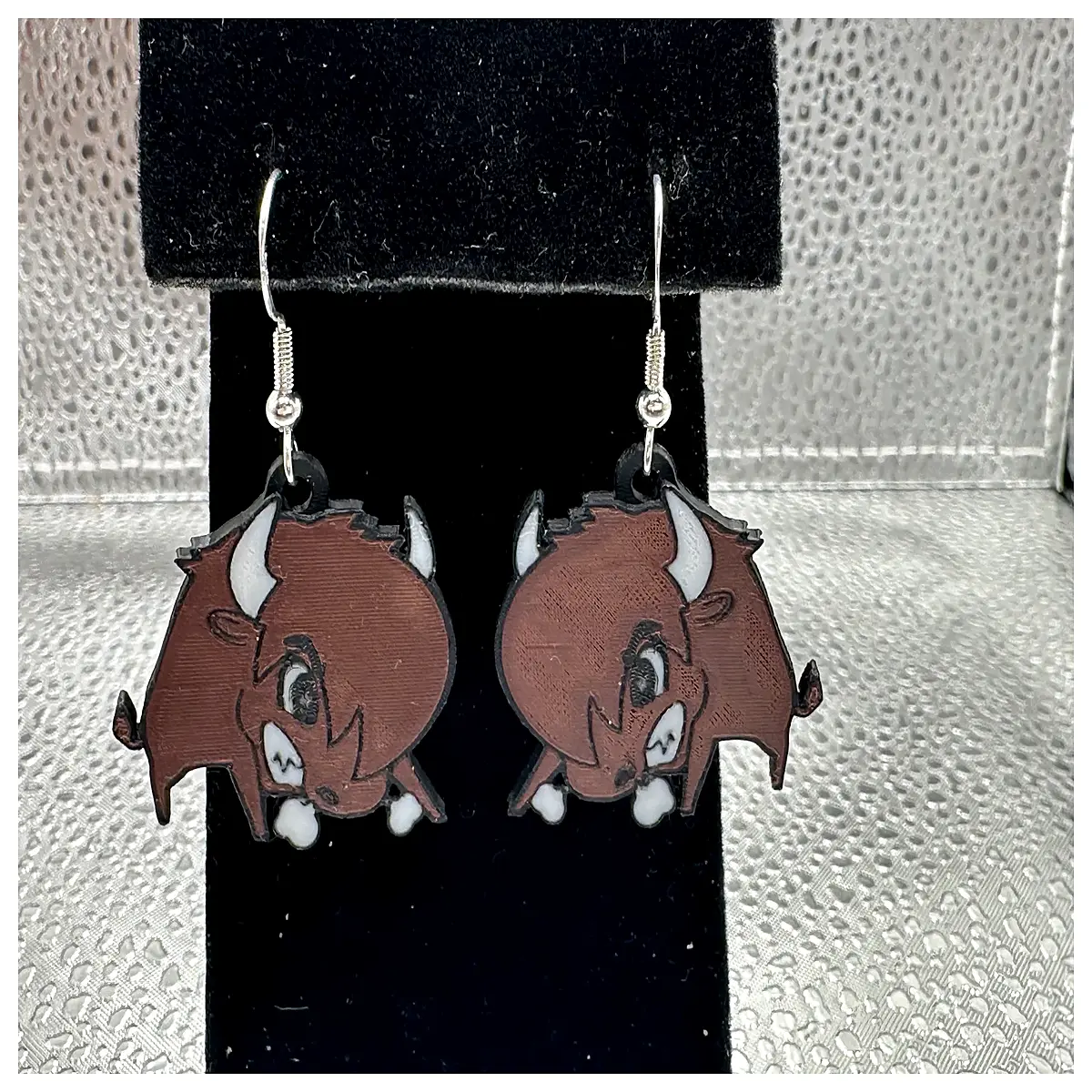 Buffalo Earrings Bull Earring Masculine Animal Jewelry Decoration Hunting Gift Memorial Present