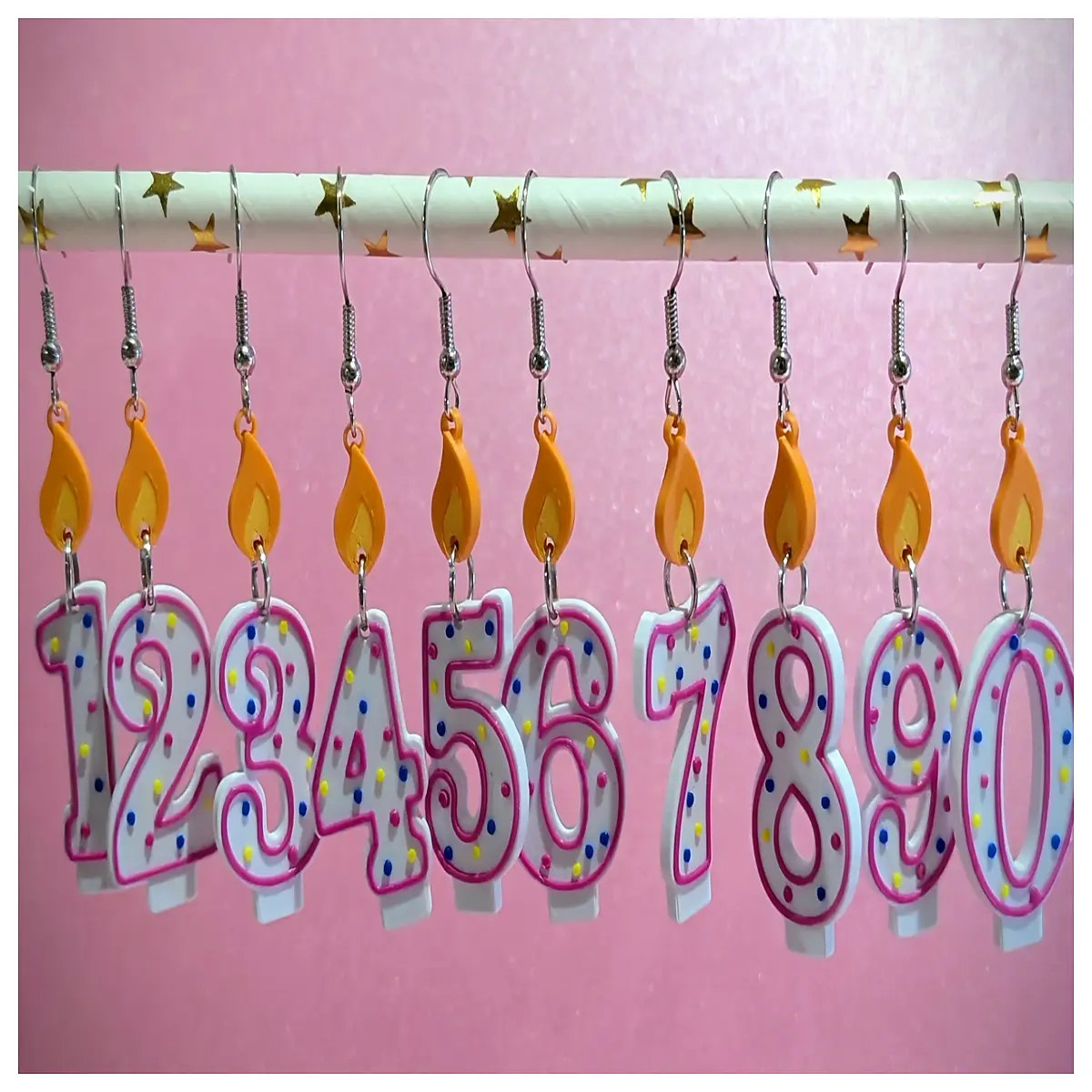 Birthday Number Candles Earrings Anniversary Gift Numeric Earrings Birthday Decoration Personalized Earrings Milestone Jewelry