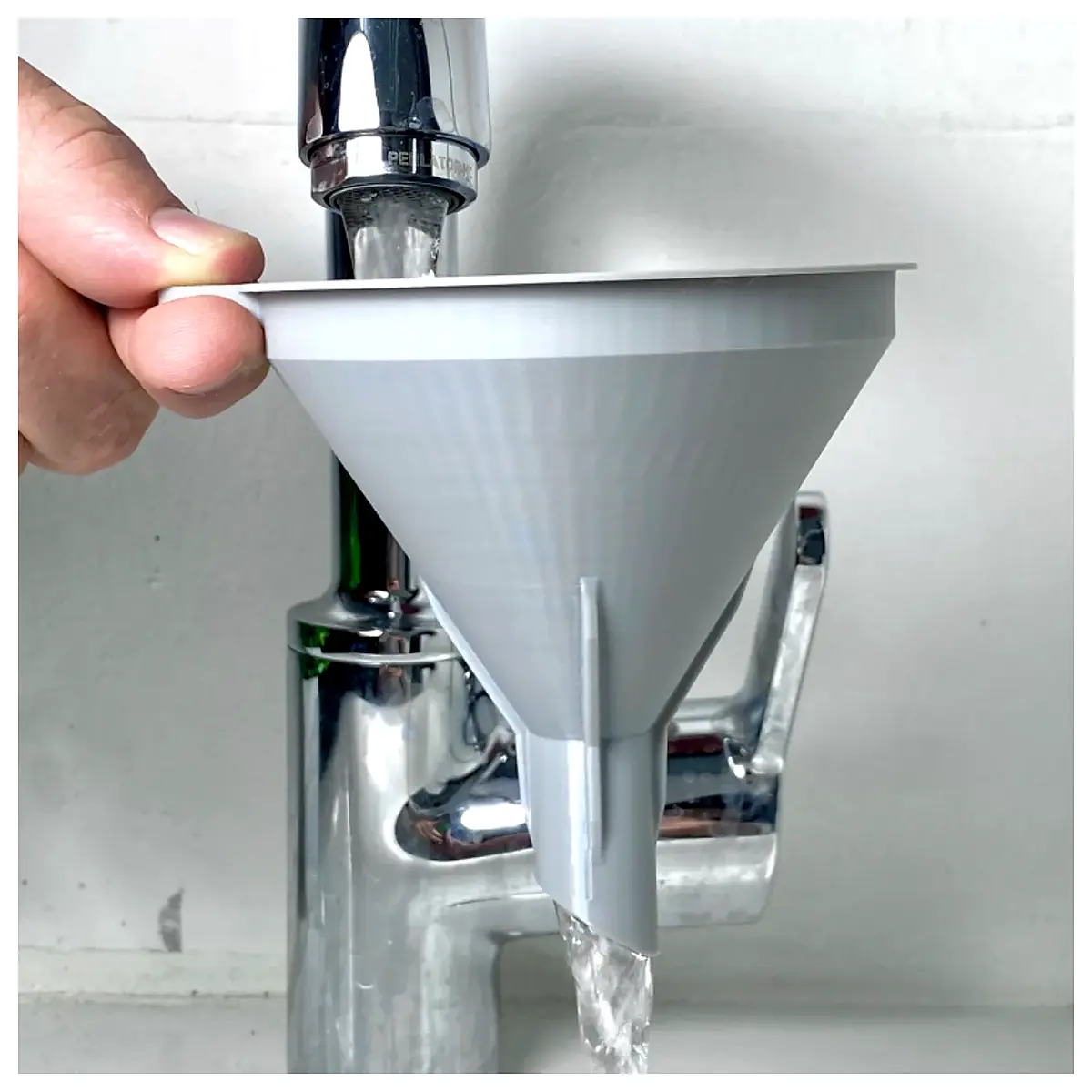 stainless steel lab funnel with filter paper for chemistry experiments and oil change