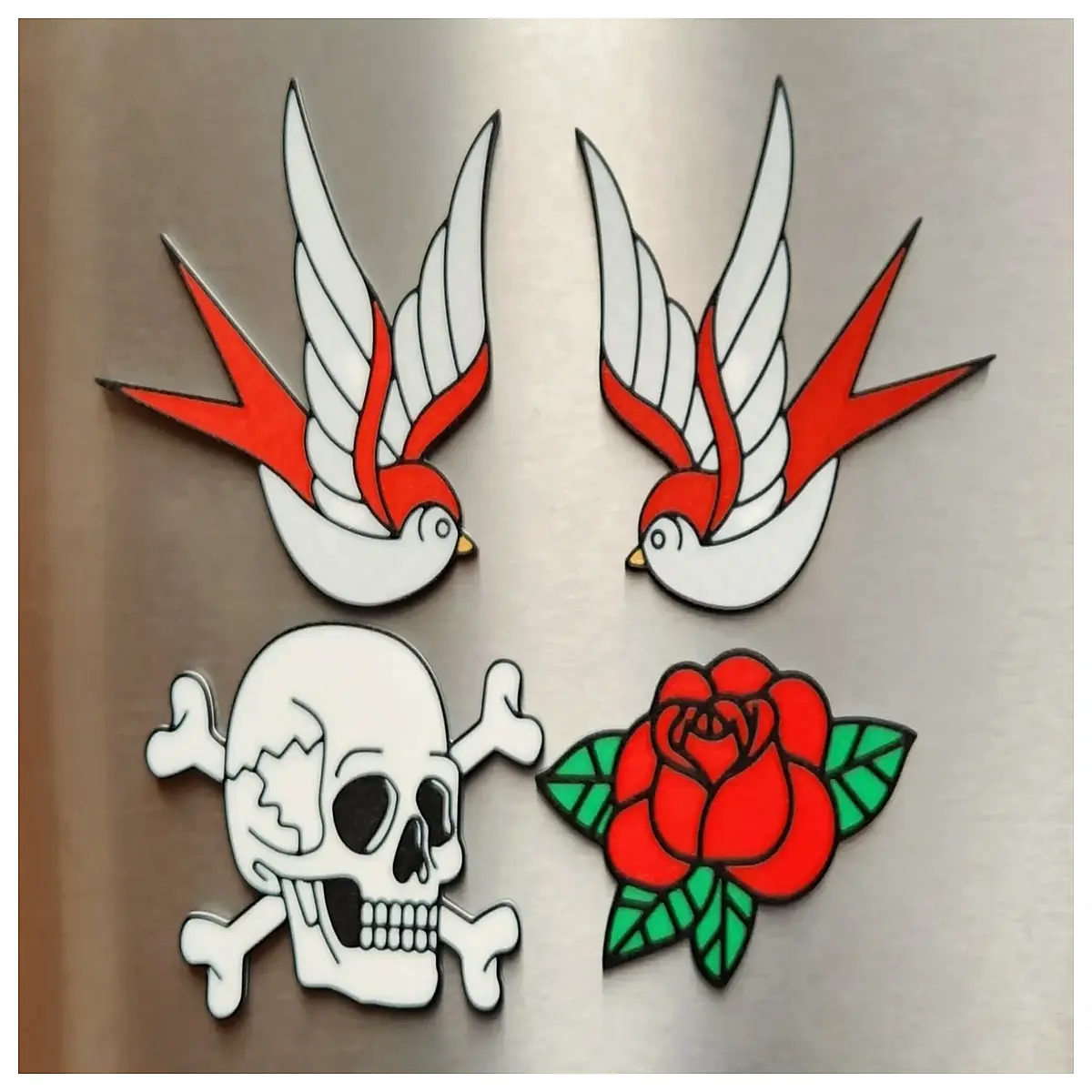 Traditional Tattoo Fridge Magnets Decorative Stickers Magnetic Fridge Charms Creative Wall Decals Art Fridge Decor Collect Patterns