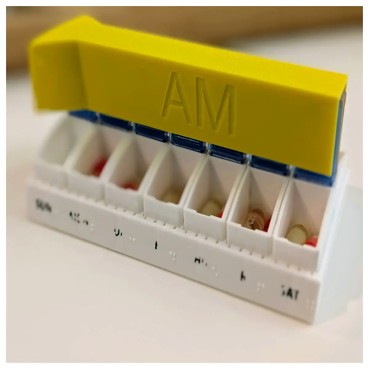 7 day pill organizer with am pm compartments weekly medicine dispenser box with lid for daily dosage tracking and senior care