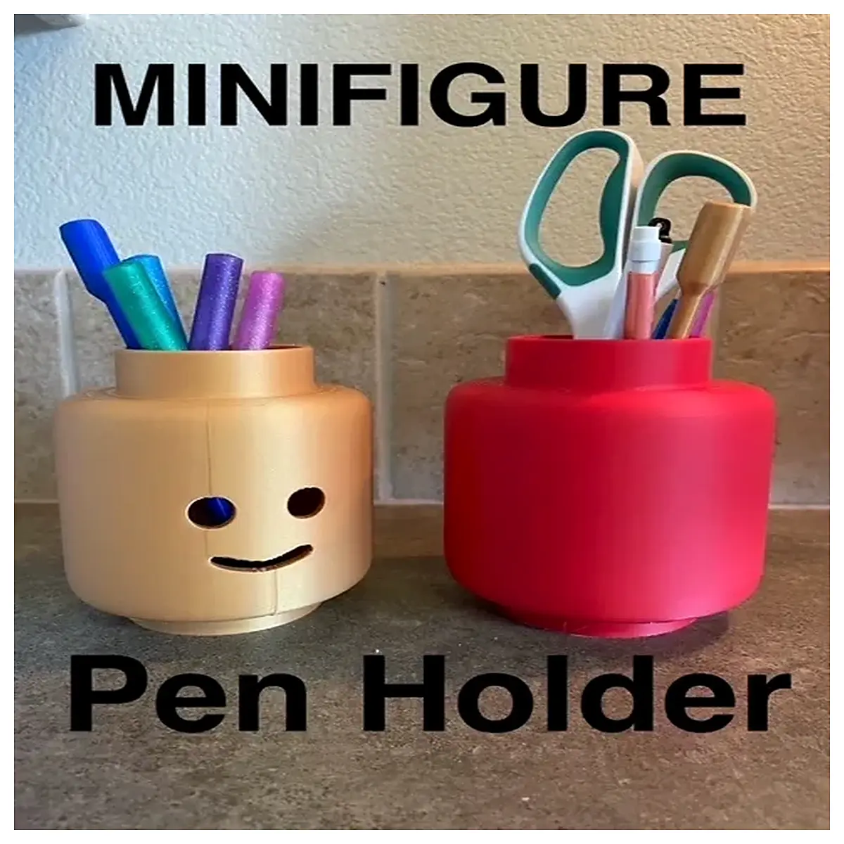custom minifigure pencil holder desk organizer buildable brick storage cup for office supplies and stationery