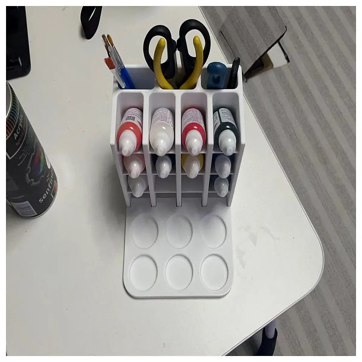 Water Based Paint Can Organizer Stand Pigment Storage Box Multi Compartment Shelving Unit Art Supplies Storage