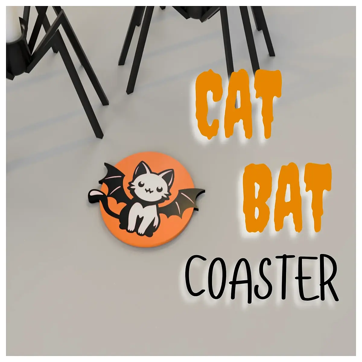 cute cat bat coaster set silicone non slip drink mat for coffee wine table protection
