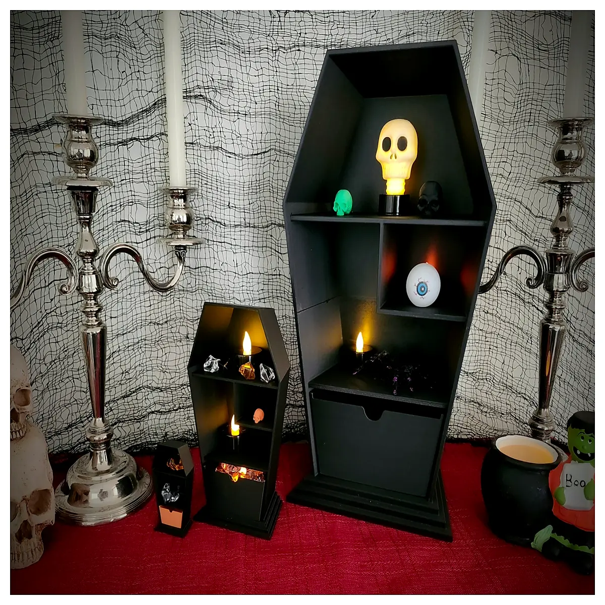 Coffin Stand with Drawer Burial Accessories Cremation Urn Memorial Decoration Storage Box Coffin Components