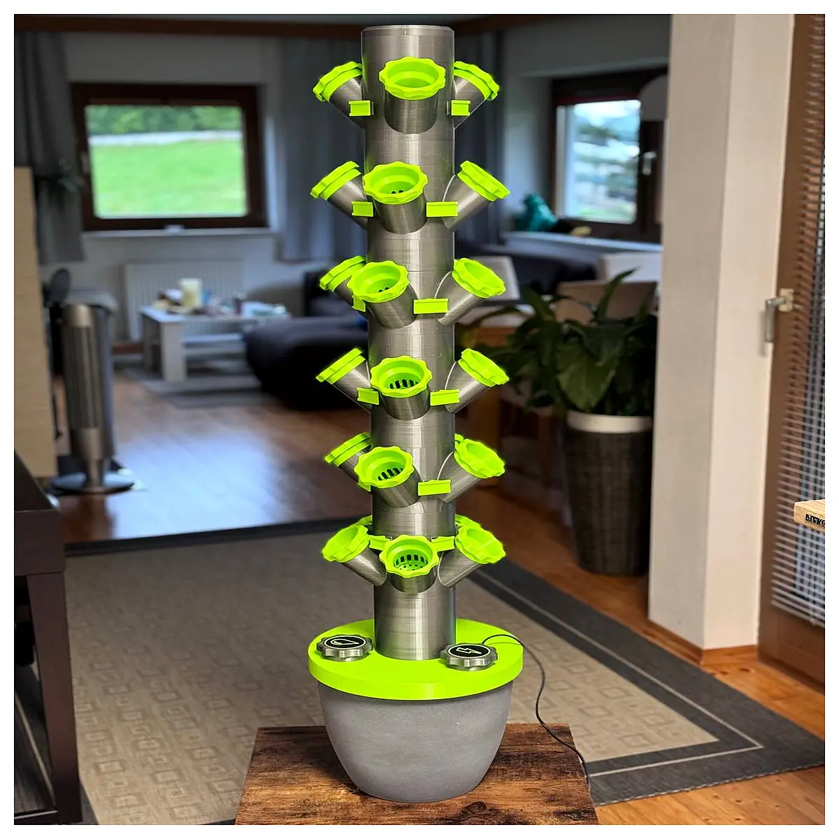 indoor hydroponic tower garden system complete with grow lights for herbs vegetables strawberries vertical farming home kitchen