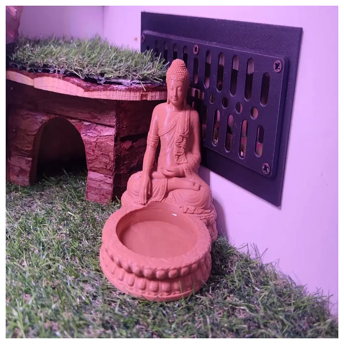 reptile water bowl with buddha statue design for bearded dragon tortoise terrarium pet supply
