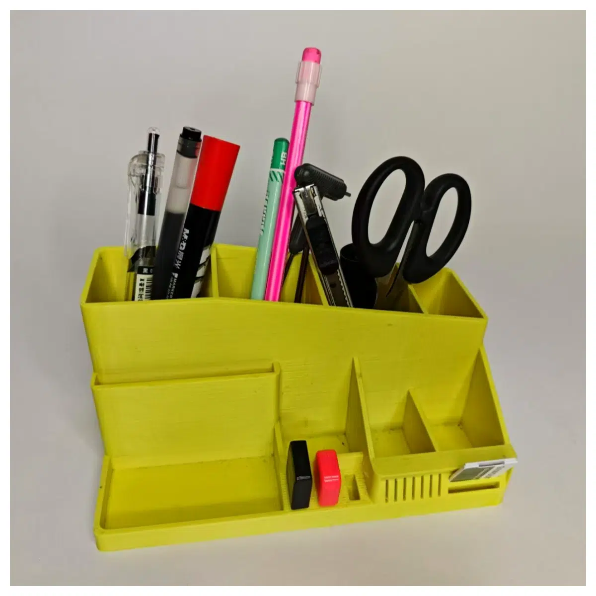 multi compartment desk organizer for home office supplies storage box with lid