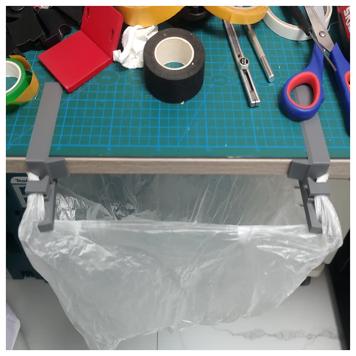 desktop trash can holder organizer clip for kitchen counter office desk bin lid storage